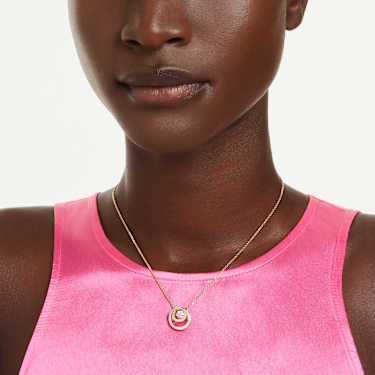 Obesek Hyperbola, Okrogli rez, Bel, PVD zlatega odtenka - Swarovski, 5738248