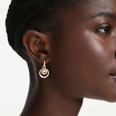 Pendants d'oreilles Hyperbola, Taille ronde, Blanches, Placage de ton or - Swarovski, 5738249