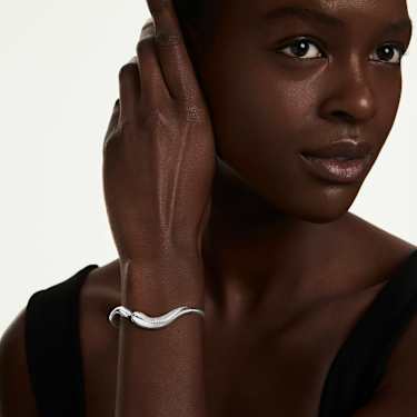 Bransoletka typu bangle Swarovski Classica, Otwarta, Szlif okrągły, Biała, Srebro próby 925 - Swarovski, 5740462