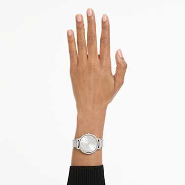 Zegarek Clarica, Swiss Made, Metalowa bransoleta, W odcieniu srebra, Stal szlachetna - Swarovski, 5740971