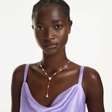 Collar en Y Symbolica, Crystal Pearl, Pavé, Herradura, Blanco, Baño tono oro rosa - Swarovski, 5741463