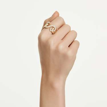 Dextera open ring, Round cut, White, Gold-tone plated - Swarovski, 5741804