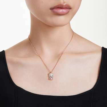 Idyllia pendant, Mixed cuts, Teddy, White, Rose gold-tone plated - Swarovski, 5742363