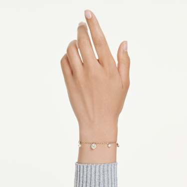 Una Angelic สร้อยคอยาวแบบstrandage, มุกคริสตัล, เจียระไนทรงกลม, สีขาว, เคลือบโทนสีทอง - Swarovski, 5742380