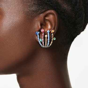 Matrix klipszes fülbevaló, Vegyes metszés, Csokor, Többszínű, Ruténium bevonattal - Swarovski, 5742673