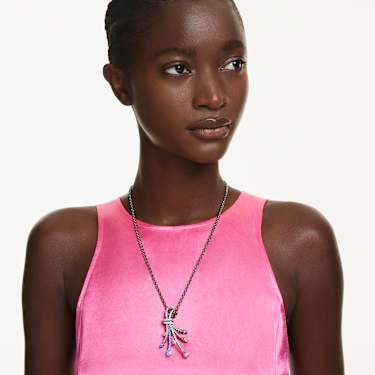 Wisiorek i broszka Matrix, Szlify różnorodne, Bukiet, Różnokolorowe, Powłoka z rutenu - Swarovski, 5742674