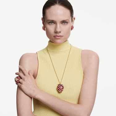 Přívěsek Idyllia, Různé výbrusy, Jahoda, Červená, Pokoveno ve zlatém odstínu - Swarovski, 5742676