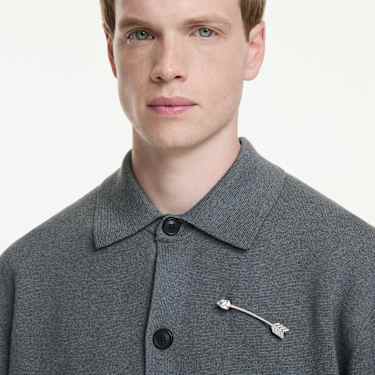 Idyllia brooch, Mixed cuts, Arrow, White, Rhodium plated - Swarovski, 5742952