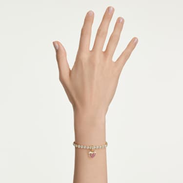 Idyllia จี้ชาร์ม, เจียระไนทรงกลม, หัวใจ, สีชมพู, เคลือบโทนสีทอง - Swarovski, 5742953