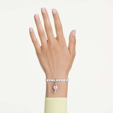 Charm Idyllia, Taglio misto, Cuore con chiave, Bianco, Placcato rodio - Swarovski, 5742957