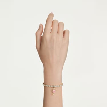 Obesek Idyllia, Mešani rezi, Srce s ključem, Bel, PVD zlatega odtenka - Swarovski, 5742959