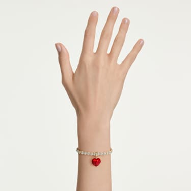 Charm Idyllia, Talla redonda, Corazón, Rojo, Acabado en oro de 18 quilates - Swarovski, 5742994