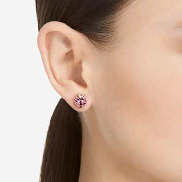 Bella V 스터드 이어링, 라운드 컷, 파베, 핑크, 18K 로즈 골드 피니시 - Swarovski, 5743011