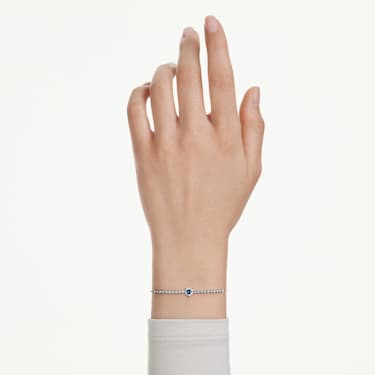 Bransoletka One, Szlify różnorodne, Serce, Niebieska, Powłoka z rodu - Swarovski, 5743019