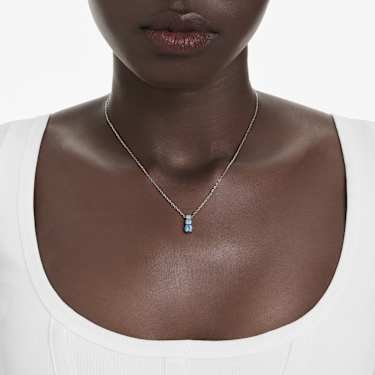 Stilla Attract 链坠, 圆形切割, 蓝色, 镀铑 - Swarovski, 5743022