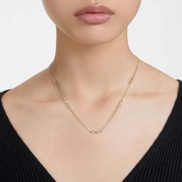 Swarovski Remix สร้อยคอ, เจียระไนทรงกลม, ขาว, เคลือบโทนสีทอง - Swarovski, 5743027