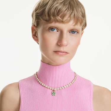 Obesek Idyllia, Deteljica, Zelen, PVD zlatega odtenka - Swarovski, 5743130