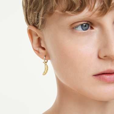 Minions Stuart and Banana drop earrings, Pavé, Mini, Multicoloured, Gold-tone plated - Swarovski, 5743382