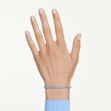 Zapestnica Tennis Matrix, Okrogli rez, Modra, Prevleka iz rutenija - Swarovski, 5743440