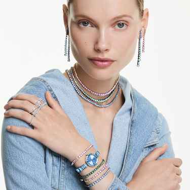 Matrix Tennisarmband, Ronde slijpvorm, Groen, Ruthenium toplaag - Swarovski, 5743444