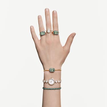Matrix Tennisarmband, Ronde slijpvorm, Groen, Ruthenium toplaag - Swarovski, 5743444