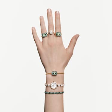 Matrix Tennis bracelet, Round cut, Green, Ruthenium plated - Swarovski, 5743447