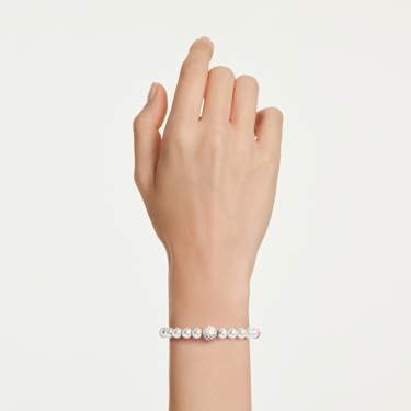 Bransoletka Matrix, Kryształowa Perła, Szlif okrągły, Biała, Powłoka w odcieniu różowego złota - Swarovski, 5743458