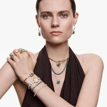 Matrix Tennis Halskette, Rundschliff, Grün, Rutheniert - Swarovski, 5743472