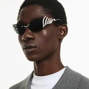 Sonnenbrille, Cat-eye-Form, Schwan, Silberfarben - Swarovski, 5743534