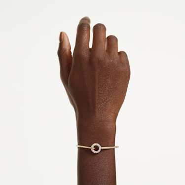 Bransoletka typu bangle Dextera, Szlif okrągły, Biała, Powłoka w odcieniu złota - Swarovski, 5743568