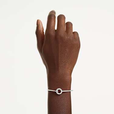 Brazalete Dextera, Talla redonda, Blanco, Baño de rodio - Swarovski, 5743569