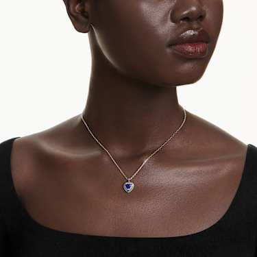 Obesek One, Rez v obliki srca, Pavé, Srce, Moder, Prevleka iz rodija - Swarovski, 5743579