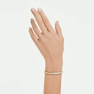 Swarovski Classica bangle, Round cut, White, Sterling silver, 18K gold finish - Swarovski, 5743629
