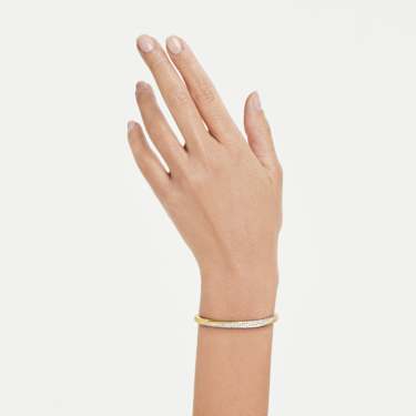 Swarovski Classica bangle, Round cut, White, Sterling silver, 18K gold finish - Swarovski, 5743631