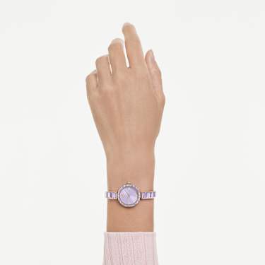 Ročna ura Matrix bangle, Izdelano v Švici, Kristalna zapestnica, Vijoličasta, Prevleka v zlatem odtenku šampanjca - Swarovski, 5743713
