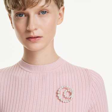 Matrix เข็มกลัด, มุกคริสตัล, เจียระไนทรงกลม, ขาว, เคลือบโทนสีโรสโกลด์ - Swarovski, 5743778