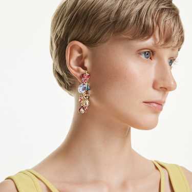Idyllia 클립 이어링, 믹스 컷, 멀티컬러, 골드 톤 플래팅 - Swarovski, 5743818