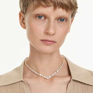 Mesmera 项链, 混合切割, 白色, 镀金色调 - Swarovski, 5743826