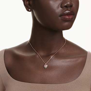 Conjunto One, Talla de corazón, Pavé, Corazón, Rosa, Combinación de acabados metálicos - Swarovski, 5743883