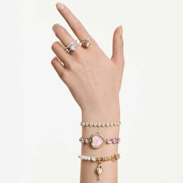Una Angelic motif ring, Mixed cuts, Heart, White, Rhodium plated - Swarovski, 5744046