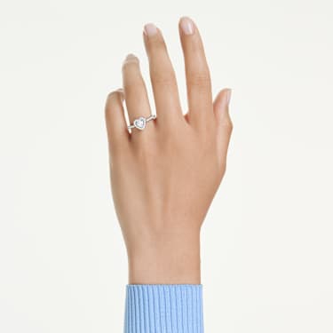 Anel com motivo Una Angelic, Combinação de lapidações, Coração, Branco, Lacado a ródio - Swarovski, 5744049