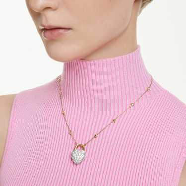 Idyllia pendant, Mixed cuts, Heart, White, Gold-tone plated - Swarovski, 5744127