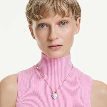 Idyllia Anhänger, Verschiedene Schliffe, Herz, Weiß, 18K Goldbeschichtet - Swarovski, 5744127