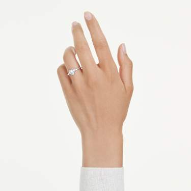 Eternity 單鑽戒指, 總重 0.5 克拉培育鑽石，心形, 銀 - Swarovski, 5744544