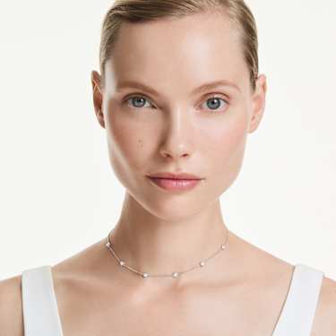 Octagon ketting, Laboratorium-diamanten 0,7 ct tw, Ronde vorm, Sterling zilver - Swarovski, 5744556