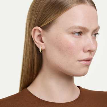 Swarovski Classica hoop earrings, Round cut, White, Sterling silver, 18K gold finish - Swarovski, 5745020