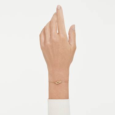 Classica bracelet, Round cut, Interlocking, White, Sterling silver, 18K gold finish - Swarovski, 5746008