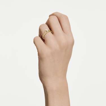 Classica 戒指, 圆形切割, 环形, 白色, 925 银，金色饰面 - Swarovski, 5746012