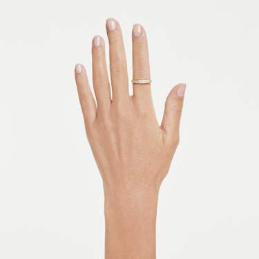 Anillo de banda Classica, Talla redonda, Blanco, Plata de ley, acabado en oro de 18 quilates - Swarovski, 5746015