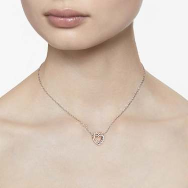 Colar Hyperbola, Lapidação redonda, Coração, Branco, Acabamento de combinação de metais - Swarovski, 5746040